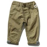 Baby boy 100% cotton khaki elasticated waistband turn up five pocket detail chino trousers - Khaki