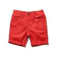 Baby boy 100% cotton elasticated waist car print turn ups shorts - Red