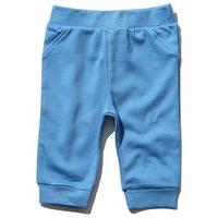 Baby boys bright blue cotton jersey pull on cuffed ankle jogger trousers - Mid Blue