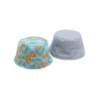 Baby boy 100% cotton jungle animal print and blue stripe pattern sun hats two pack - Blue