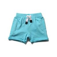 Baby boy 100% cotton navy elasticated waist turn up hem sweat shorts - Turquoise