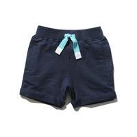 Baby boy 100% cotton navy elasticated waist turn up hem sweat shorts - Navy