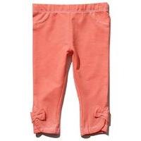 Baby girl plain Tangerine petal hem bow applique pull on elasticated waistband leggings - Red