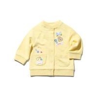 Baby girl long sleeve yellow front pockets badge bow applique design yellow button through sweater - Yellow