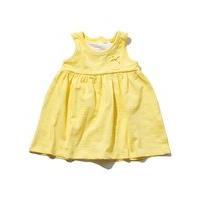 Baby girl cotton rich yellow sleeveless pocket detail bow applique pull on popper button sun dress - Yellow