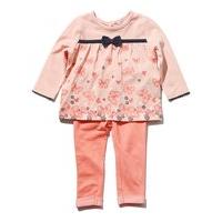 baby girl pink long sleeve butterfly print bow applique top and full l ...