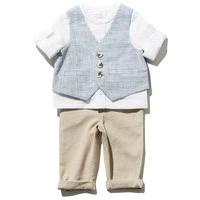 baby boy short sleeve grandad collar shirt waistcoat and chino trouser ...