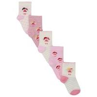 Baby girl pink scallop trim cotton rich fairy and stripe design ankle socks - Cream
