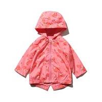 Baby girls long sleeve pink all over strawberry print zip through hooded mac style jacket - Pink