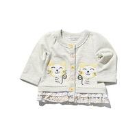baby girl grey marl long sleeve button up colourful cat applique flora ...