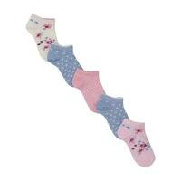 Baby girl pastel pink and blue scallop trim cotton rich spot and flower design ankle socks - Multicolour