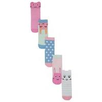 Baby girl cotton rich stretch assorted pastel and bunny design socks five pack - Multicolour