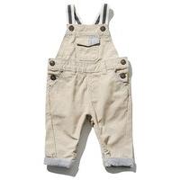 Baby boys cotton rich stone button down stripe strap summer trouser dungarees - Stone