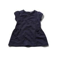 Baby girl cotton blend short sleeve navy love heart jacquard bow applique skater dress - Navy