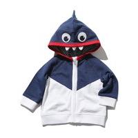 Baby boy cotton rich long sleeve dinosaur teeth spike hood detail zip through sweater - Navy