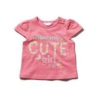 Baby girl pink 100% cotton short sleeve side neck buttons mummy?s girl slogan print t-shirt - Pink