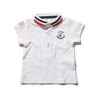 Baby boy pure cotton short sleeve Little dinoroar slogan stripe collar polo shirt - White