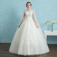 Ball Gown Wedding Dress Vintage Inspired Cathedral Train Scoop Lace Satin Tulle with Lace Sequin