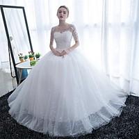 ball gown wedding dress sparkle shine floor length scoop satin tulle w ...