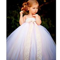 ball gown ankle length flower girl dress tulle polyester sleeveless st ...