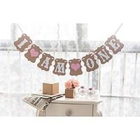 baby boy girl 1st birthday party banner i am one pink blue hearts part ...
