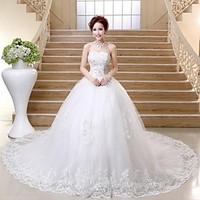 Ball Gown Wedding Dress Sparkle Shine Chapel Train Strapless Satin Tulle with Appliques Beading