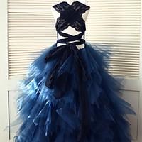 ball gown floor length flower girl dress lace tulle sleeveless scoop w ...