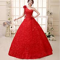 Ball Gown Wedding Dress Floor-length One Shoulder Lace with