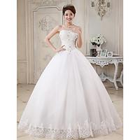 Ball Gown Wedding Dress Lacy Look Floor-length Sweetheart Tulle with Appliques Beading