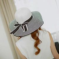 Basketwork Black and White Bowknot Straw Hat Headpiece-Wedding Special Occasion Casual Outdoor Hats 1 Piece