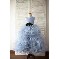 ball gown floor length flower girl dress organza satin sleeveless jewe ...