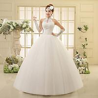 ball gown wedding dress vintage inspired floor length high neck lace t ...