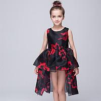 ball gown asymmetrical flower girl dress organza jewel with pattern pr ...