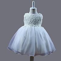 ball gown knee length flower girl dress organza jewel with appliques c ...