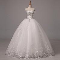 Ball Gown Wedding Dress Sparkle Shine Floor-length Sweetheart Tulle with Appliques Beading