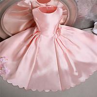 ball gown knee length flower girl dress satin sleeveless jewel with