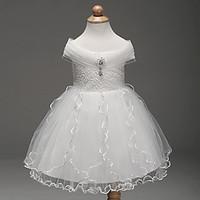 ball gown knee length flower girl dress cotton organza tulle off the s ...