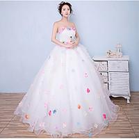 Ball Gown Wedding Dress Wedding Dress in Color Floor-length Strapless Organza with Appliques