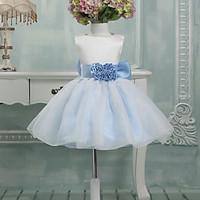 ball gown knee length flower girl dress tulle jewel with bows