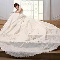 ball gown wedding dress vintage inspired chapel train high neck satin  ...