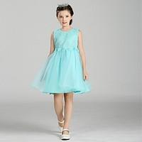 Ball Gown Knee-length Flower Girl Dress - Organza Jewel with Beading