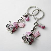 Baby Shower Party Favors Gifts-4Piece/Set Keychain Favors Chrome Personalized Pink