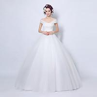 Ball Gown Wedding Dress Vintage Inspired Floor-length Off-the-shoulder Tulle with Lace