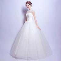 Ball Gown Wedding Dress Vintage Inspired Floor-length High Neck Tulle with Lace