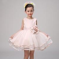 ball gown short mini flower girl dress organza jewel with flowers sash ...