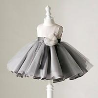 Ball Gown Short / Mini Flower Girl Dress - Organza Jewel with Flower(s) Sash / Ribbon Ruching