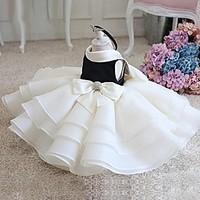 ball gown short mini flower girl dress organza jewel with bows crystal ...