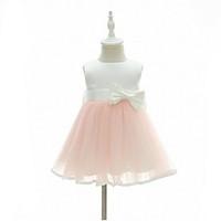 Ball Gown Short / Mini Flower Girl Dress - Organza Jewel with Bow(s) Cascading Ruffles Ruffles