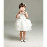 ball gown short mini flower girl dress organza jewel with bows lace sa ...