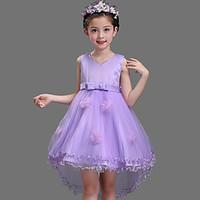 ball gown asymmetrical flower girl dress cotton lace tulle v neck with ...